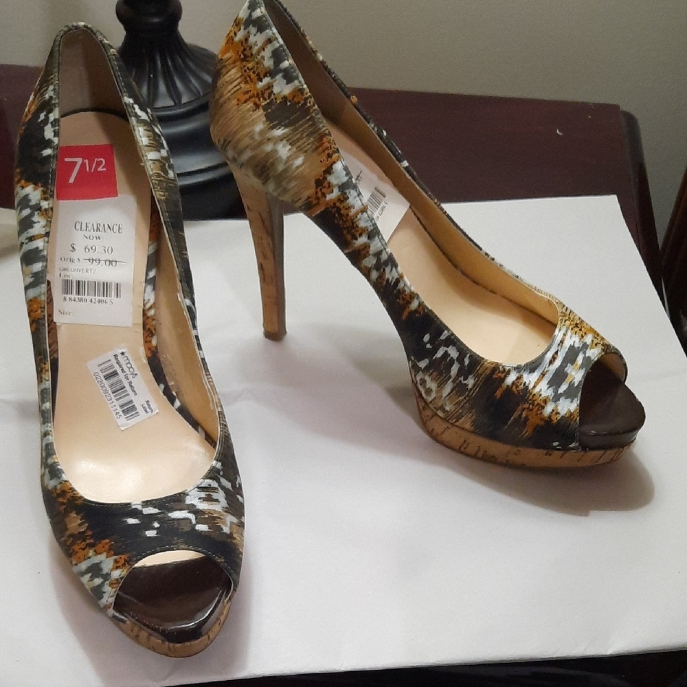 Guess by Marciano Patterned Peep-Toe Heels